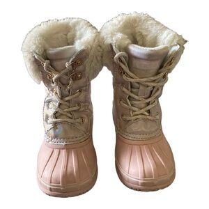 EVA & ZOE-PINK AND WHITE SNOW BOOTS-GIRLS SIZE 10